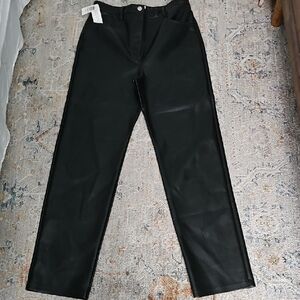 NWT Aritzia "Melina" High Crop Black Vegan Leather Pants Size 10